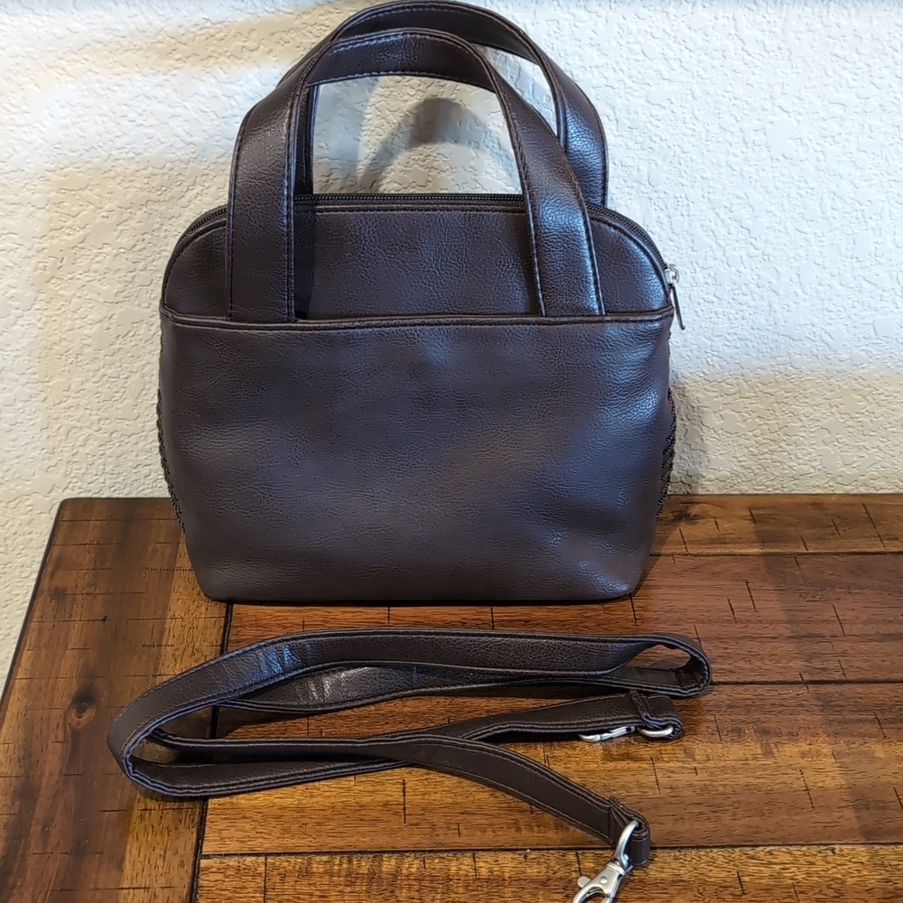 Esprit Brown Faux Leather Purse Hand Bag With Shoulder Strap - Picture 12 of 12